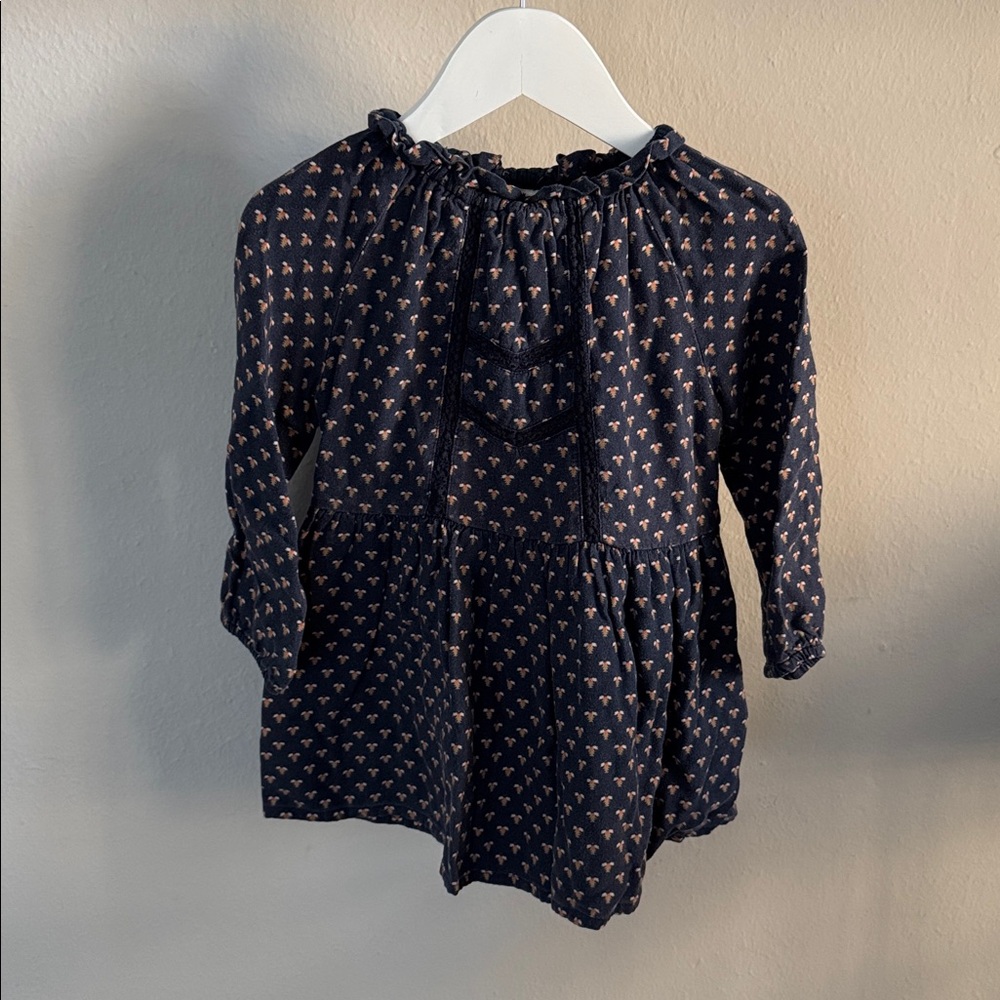 Cyrillus Dark Blue Boho Long Sleeve Dress size 3